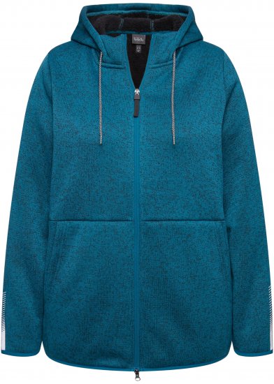 Ulla Popken Sweater Knit Fleece Hoodie Dark Petrol - Naisten hupparit ja collegepaidat isot koot - 