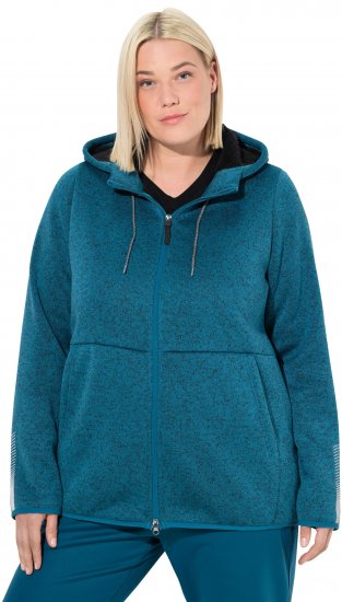 Ulla Popken Sweater Knit Fleece Hoodie Dark Petrol - Naisten hupparit ja collegepaidat isot koot - 