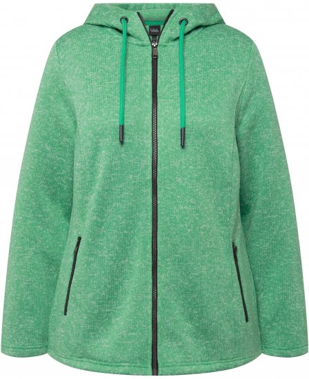 Ulla Popken Melange Knit Fleece Lined Hoodie Spring Green - Naisten hupparit ja collegepaidat isot koot - 