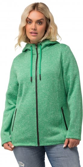 Ulla Popken Melange Knit Fleece Lined Hoodie Spring Green - Naisten hupparit ja collegepaidat isot koot - 