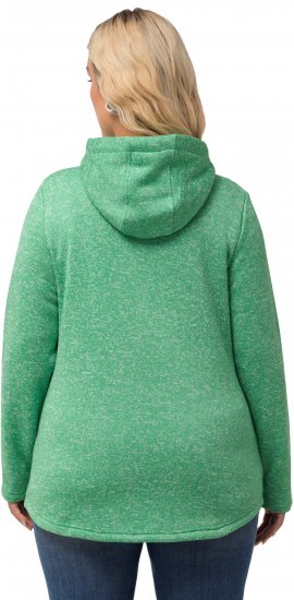 Ulla Popken Melange Knit Fleece Lined Hoodie Spring Green - Naisten hupparit ja collegepaidat isot koot - 