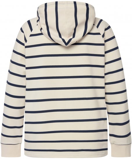 Ulla Popken Stripe Print Loungewear Hoodie Chalk - Naisten hupparit ja collegepaidat isot koot - 