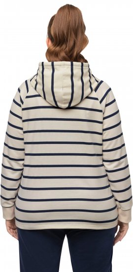 Ulla Popken Stripe Print Loungewear Hoodie Chalk - Naisten hupparit ja collegepaidat isot koot - 