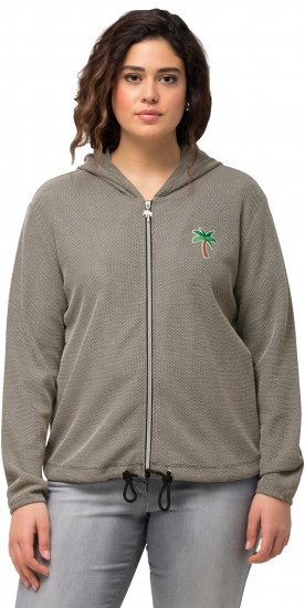 Ulla Popken Drawstring Hem Zip-Up Hoodie Grey - Naisten hupparit ja collegepaidat isot koot - 