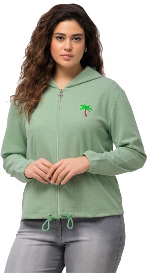 Ulla Popken Drawstring Hem Zip-Up Hoodie Light Green - Hupparit ja collegepaidat - 