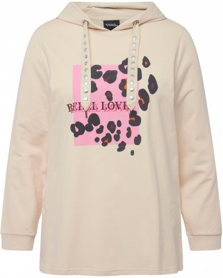 Ulla Popken REBEL LOVE Long Sleeve Graphic Hoodie Vanilla - Naisten hupparit ja collegepaidat isot koot - 