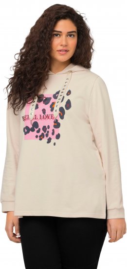 Ulla Popken REBEL LOVE Long Sleeve Graphic Hoodie Vanilla - Naisten hupparit ja collegepaidat isot koot - 