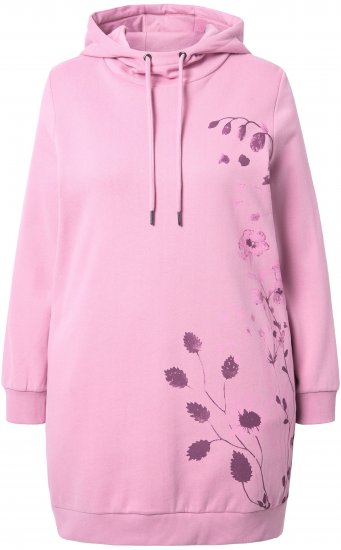 Ulla Popken Oversized Grass Graphic Hoodie Wildberry - Naisten hupparit ja collegepaidat isot koot - 