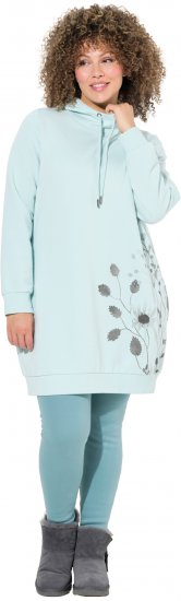 Ulla Popken Oversized Grass Graphic Hoodie Glacier Green - Naisten hupparit ja collegepaidat isot koot - 