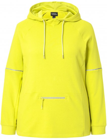 Ulla Popken Zippered Pocket and Reflective Piping Hoodie Green Apple - Hupparit ja collegepaidat - 
