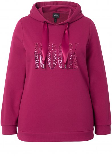 Ulla Popken Rock Sequined Hoodie Ruby - Naisten hupparit ja collegepaidat isot koot - 