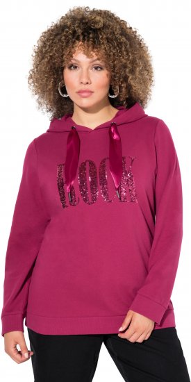 Ulla Popken Rock Sequined Hoodie Ruby - Naisten hupparit ja collegepaidat isot koot - 