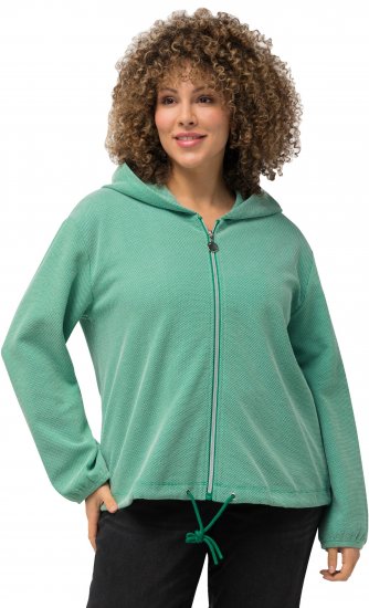 Ulla Popken Drawstring Hem Two-Tone Knit Hoodie Emerald Green - Hupparit ja collegepaidat - 