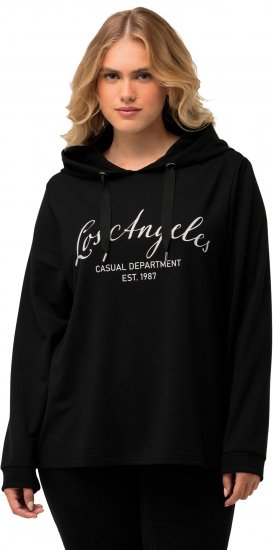 Ulla Popken City Name Graphic Hoodie Black - Naisten hupparit ja collegepaidat isot koot - 