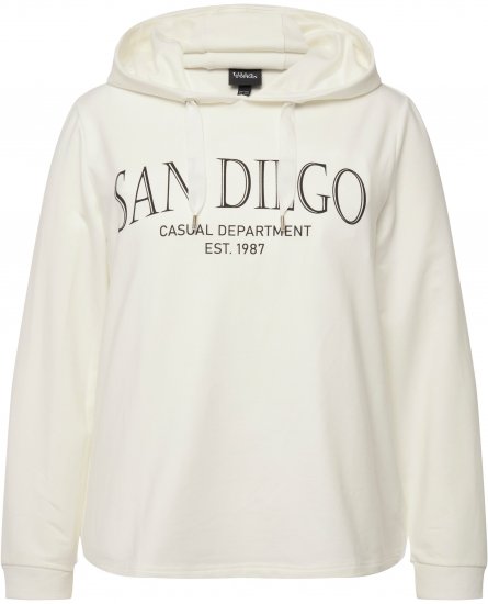 Ulla Popken City Name Graphic Hoodie Off-White - Naisten hupparit ja collegepaidat isot koot - 