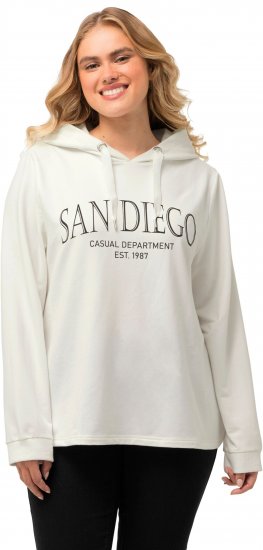Ulla Popken City Name Graphic Hoodie Off-White - Naisten hupparit ja collegepaidat isot koot - 
