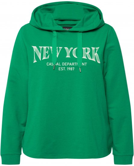 Ulla Popken City Name Graphic Hoodie Emerald Green - Naisten hupparit ja collegepaidat isot koot - 