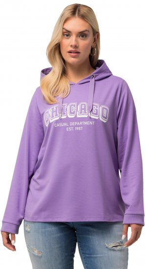 Ulla Popken City Name Graphic Hoodie Light Purple - Hupparit ja collegepaidat - 