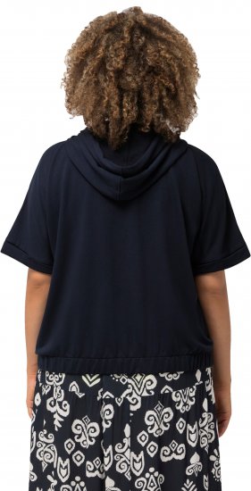 Ulla Popken Short Sleeve Zip-Up Hoodie Navy - Naisten hupparit ja collegepaidat isot koot - 