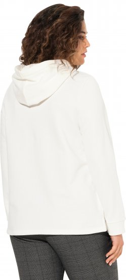 Ulla Popken Face Graphic Long Sleeve Hoodie Off-White - Hupparit ja collegepaidat - 