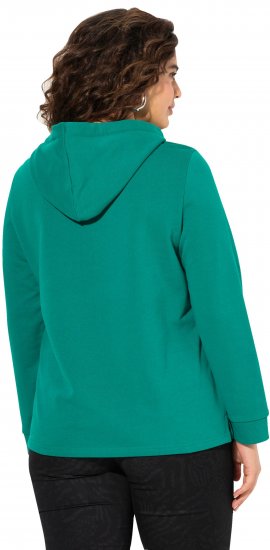 Ulla Popken Face Graphic Long Sleeve Hoodie Emerald Green - Naisten hupparit ja collegepaidat isot koot - 