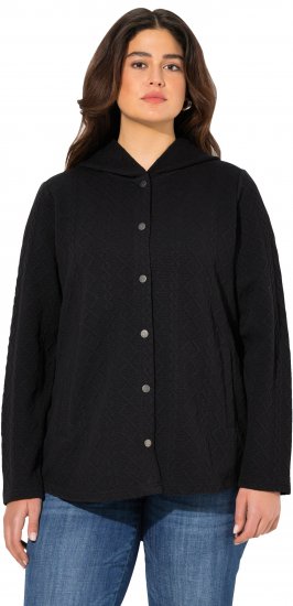Ulla Popken Cable Knit Long Sleeve Hoodie Black - Hupparit ja collegepaidat - 