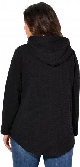 Ulla Popken Cable Knit Long Sleeve Hoodie Black - Hupparit ja collegepaidat - 