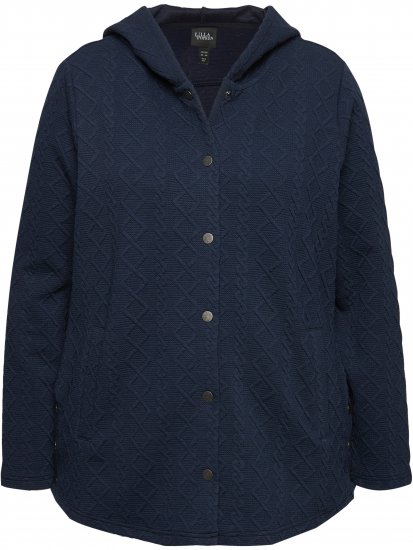 Ulla Popken Cable Knit Long Sleeve Hoodie Navy - Naisten hupparit ja collegepaidat isot koot - 