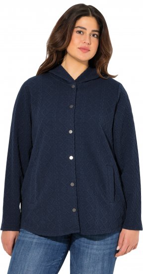 Ulla Popken Cable Knit Long Sleeve Hoodie Navy - Naisten hupparit ja collegepaidat isot koot - 