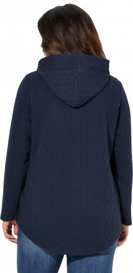 Ulla Popken Cable Knit Long Sleeve Hoodie Navy - Naisten hupparit ja collegepaidat isot koot - 