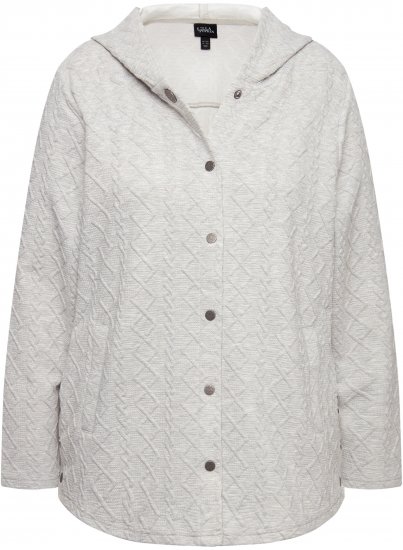 Ulla Popken Cable Knit Long Sleeve Hoodie Light Grey Melange - Hupparit ja collegepaidat - 