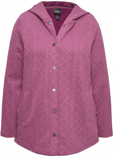 Ulla Popken Cable Knit Long Sleeve Hoodie Berry - Naisten hupparit ja collegepaidat isot koot - 
