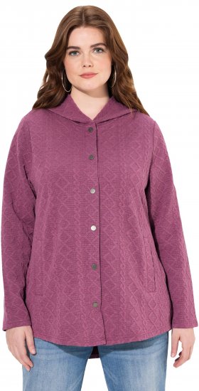 Ulla Popken Cable Knit Long Sleeve Hoodie Berry - Naisten hupparit ja collegepaidat isot koot - 