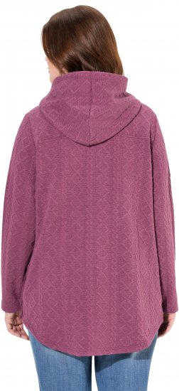 Ulla Popken Cable Knit Long Sleeve Hoodie Berry - Naisten hupparit ja collegepaidat isot koot - 