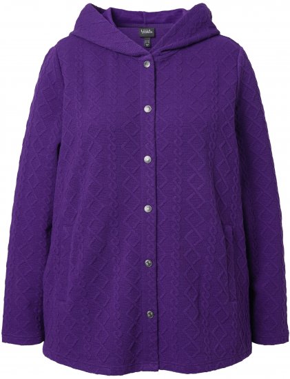 Ulla Popken Cable Knit Long Sleeve Hoodie Deep Violet - Hupparit ja collegepaidat - 