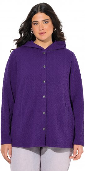 Ulla Popken Cable Knit Long Sleeve Hoodie Deep Violet - Hupparit ja collegepaidat - 
