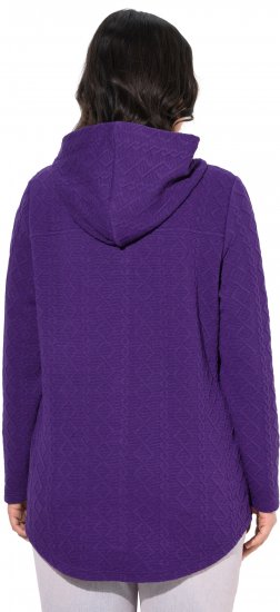 Ulla Popken Cable Knit Long Sleeve Hoodie Deep Violet - Hupparit ja collegepaidat - 