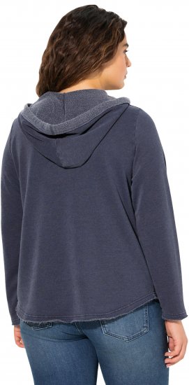 Ulla Popken Open Edged Long Sleeve V-Neck Hoodie Navy - Hupparit ja collegepaidat - 
