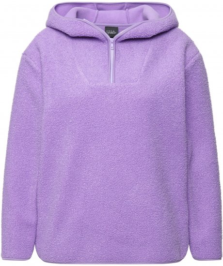 Ulla Popken Teddy Plush Long Sleeve Hoodie Pale Lilac - Naisten hupparit ja collegepaidat isot koot - 