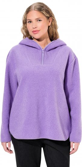 Ulla Popken Teddy Plush Long Sleeve Hoodie Pale Lilac - Naisten hupparit ja collegepaidat isot koot - 