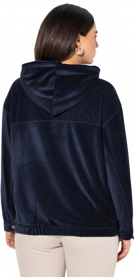 Ulla Popken Corduroy Hoodie Navy - Naisten hupparit ja collegepaidat isot koot - 