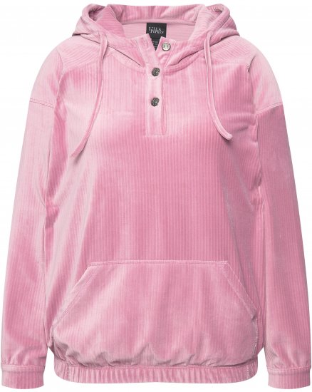 Ulla Popken Corduroy Hoodie Raspberry - Naisten hupparit ja collegepaidat isot koot - 