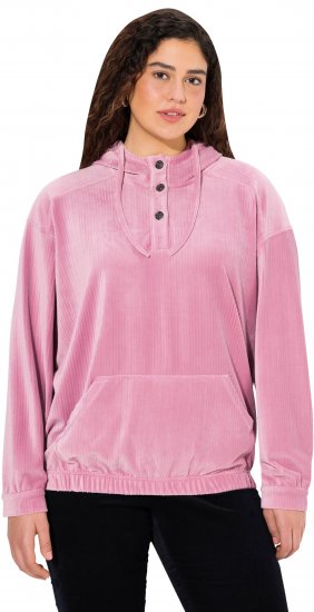 Ulla Popken Corduroy Hoodie Raspberry - Naisten hupparit ja collegepaidat isot koot - 