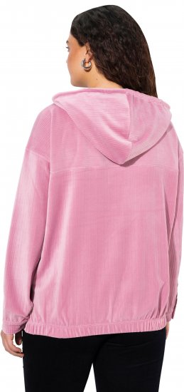 Ulla Popken Corduroy Hoodie Raspberry - Naisten hupparit ja collegepaidat isot koot - 