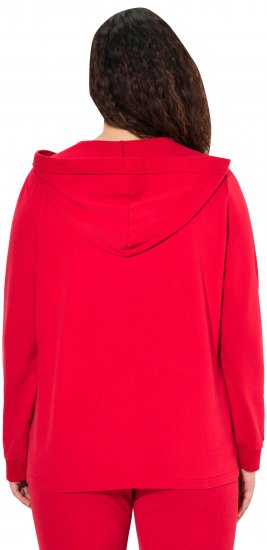 Ulla Popken Plunge Neck Long Sleeve Hoodie Salsa Red - Naisten hupparit ja collegepaidat isot koot - 