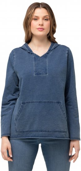 Ulla Popken Raw Hem Long Sleeve Hoodie Night Blue - Hupparit ja collegepaidat - 