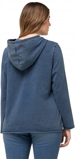 Ulla Popken Raw Hem Long Sleeve Hoodie Night Blue - Hupparit ja collegepaidat - 
