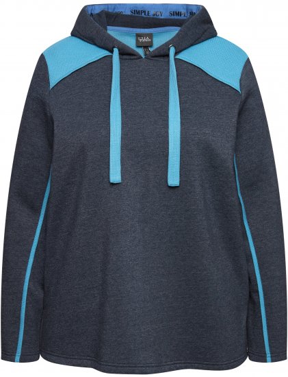 Ulla Popken Waffle Pique Contrast Color Hoodie Navy - Naisten hupparit ja collegepaidat isot koot - 