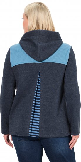 Ulla Popken Waffle Pique Contrast Color Hoodie Navy - Naisten hupparit ja collegepaidat isot koot - 