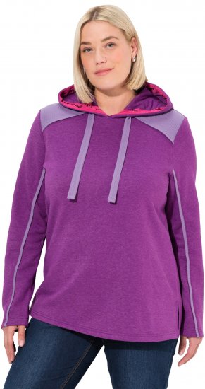 Ulla Popken Waffle Pique Contrast Color Hoodie Dark Purple - Naisten hupparit ja collegepaidat isot koot - 